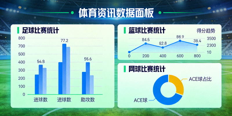 体育资讯数据面板展示 - 显示各类比赛统计数据图表